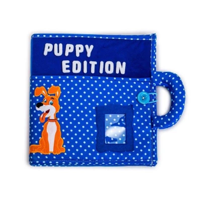 Piqipi Interaktivní dětská knížka Quiet Book Dog modrá