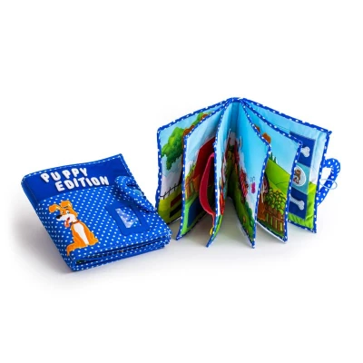 Piqipi Interaktivní dětská knížka Quiet Book Dog modrá