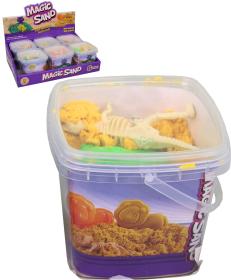 Písek magický Magic Sand 200g herní set s kostrou dinosaura 6 druhů