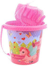 Pískový set kyblík 15cm s formičkou a 2 nástroji Jednorožec sada na písek 4ks