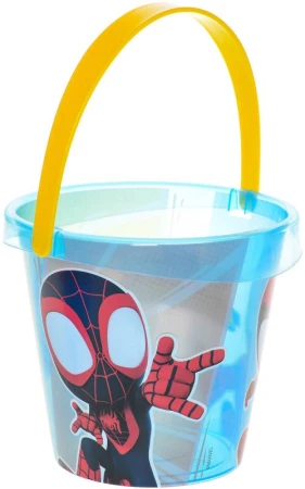 Pískový set Spiderman kyblík transparentní se sítkem a 2 nástroji