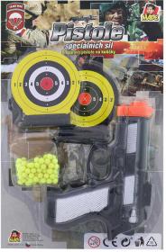 Pistole dětská kuličkovka 15cm set se 2 terči a náboji plast na kartě