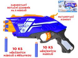 Pistole dětská s rotačním zásobníkem set se soft náboji 20ks s přísavkou