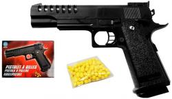 Pistole kuličkovka černý revolver na kuličky set s náboji plast