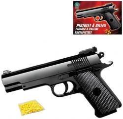 Pistole na kuličky černý revolver kuličkovka set s náboji plast