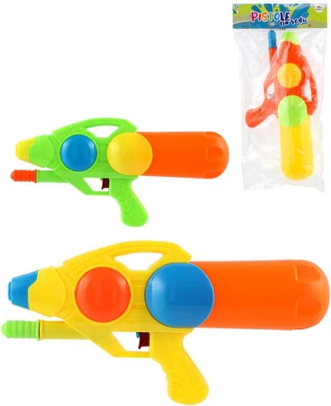 Pistole vodní 33cm se zásobníkem na vodu 3 barvy plast v sáčku