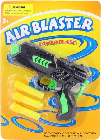 Pistolka dětská černo-zelená 12cm + 3 soft pěnové náboje