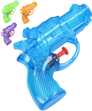 Pistolka dětská vodní stříkací revolver 13cm průhledný na vodu 4 barvy Pistolka dětská vodní stříkací revolver 13cm průhledný na vodu 4 barvy