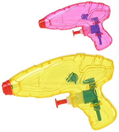 Pistolka vodní stříkací 12cm se zásobníkem na vodu průhledná 4 barvy