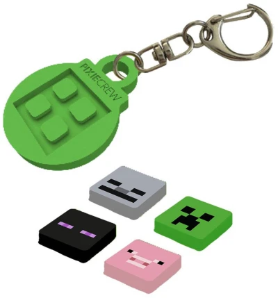 PIXIE CREW MINECRAFT Klíčenka zelená + 4 multipixely silikon