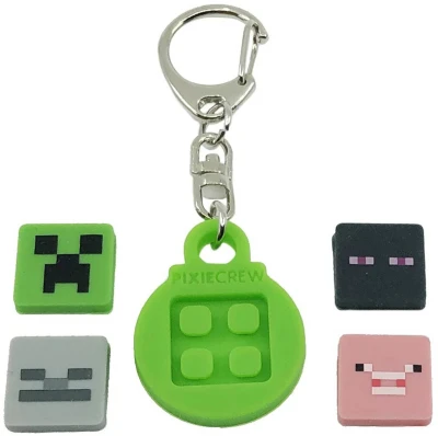 PIXIE CREW MINECRAFT Klíčenka zelená + 4 multipixely silikon