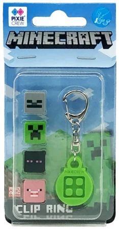 PIXIE CREW MINECRAFT Klíčenka zelená + 4 multipixely silikon