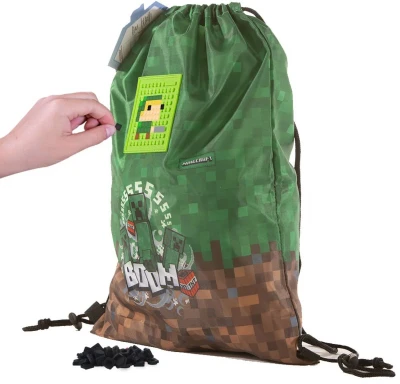 PIXIE CREW MINECRAFT Vak stahovací batůžek na záda + 30 pixelů