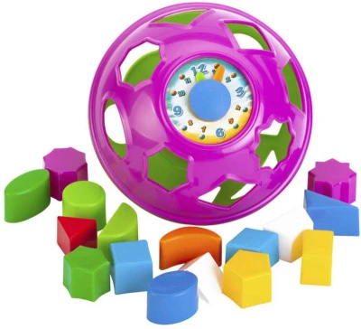 PL Vkladačka baby UFO s hodinami 17cm 16 tvarov plast v sáčku PL Vkladačka baby UFO s hodinami 17cm 16 tvarov plast v sáčku