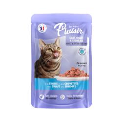 Plaisir Cat pstruh krevety, kapsička 100 g Plaisir Cat pstruh krevety, kapsička 100 g