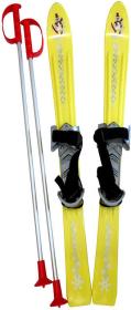 PLASTKON Lyže carvingové Baby Ski 90cm Žluté s vázáním a holemi PLASTKON Lyže carvingové Baby Ski 90cm Žluté s vázáním a holemi