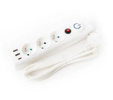 Platinet FIESTA prodlužovací lišta 3x zásuvka, 3x USB (vč. USB-C), 10 A, 1,5m, typ E, bílá Platinet FIESTA prodlužovací lišta 3x zásuvka, 3x USB (vč. USB-C), 10 A, 1,5m, typ E, bílá