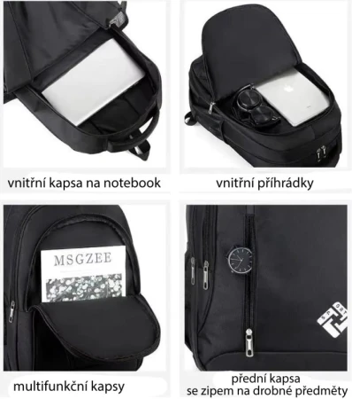 Platinium Batoh s USB portem 30 litrů černý
