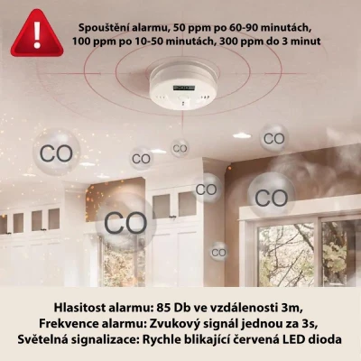 Platinium Detektor oxidu uhelnatého s ukazatelem PPM WJ-C0999