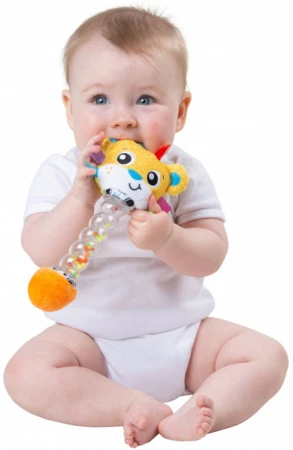 Playgro Baby chrastítko lvíček chrastící s korálky pro miminko