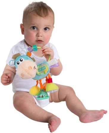 Playgro Baby oslík modrý chrastítko textilní se zrcátkem pro miminko