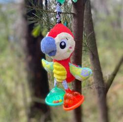 PLAYGRO PLYŠ Papoušek baby závěsný chrastící s klipem pro miminko