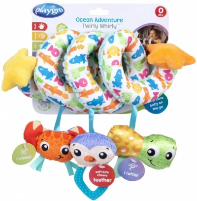 PLAYGRO Špirála baby textilná so zvieratkami na kočík pre bábätko