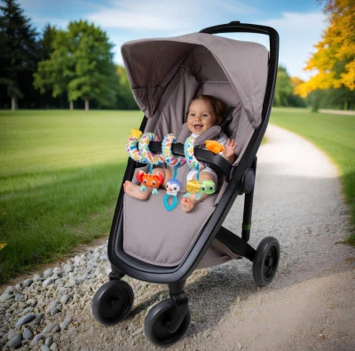 PLAYGRO Špirála baby textilná so zvieratkami na kočík pre bábätko