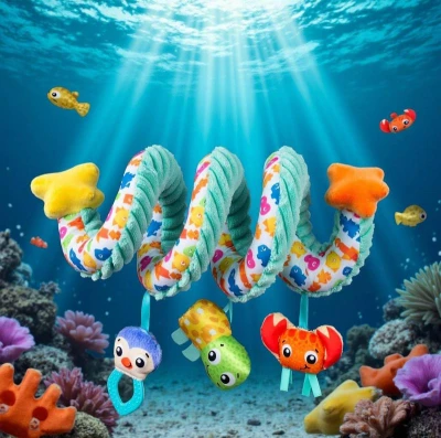 PLAYGRO Špirála baby textilná so zvieratkami na kočík pre bábätko