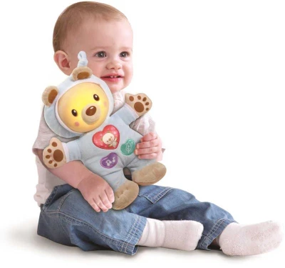 PLYŠ Baby hajánek méďa usínáček s melodiemi na baterie pro miminko Světlo Zvuk