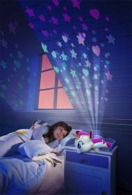 PLYŠ Baby jednorožec Lumiluvs projektor na baterie Světlo 2v1 (plyšová hračka)