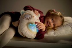 PLYŠ Baby sovička usínáček 25cm projektor na baterie Světlo Zvuk pro miminko