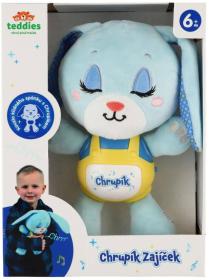 PLYŠ Baby zajíček Chrupík usínáček na baterie Světlo Zvuk pro miminko