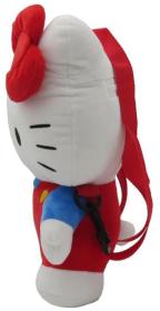 PLYŠ Batůžek 3D postavička kočička Hello Kitty červeno-modrý 25x35cm