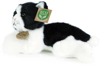 PLYŠ Kočka černo-bílá 23cm ležící Eco-Friendly (plyšová hračka)