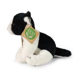 PLYŠ Kočka plyšová černo-bílá sedící 14 cm ECO-FRIENDLY