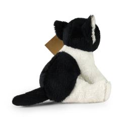 PLYŠ Kočka plyšová černo-bílá sedící 14 cm ECO-FRIENDLY