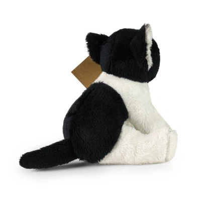 PLYŠ Kočka plyšová černo-bílá sedící 14 cm ECO-FRIENDLY
