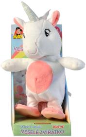 PLYŠ Koník jednorožec 23cm opakuje slova chodí na baterie Zvuk