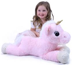 PLYŠ Koník jednorožec Niko 70cm růžový ležící (plyšová hračka)