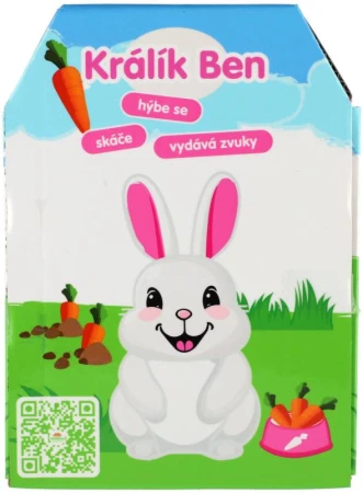 PLYŠ Králík Ben interaktivní hýbe ušima skáče na baterie Zvuk