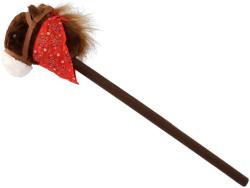 PLYŠ Kůň hnědý na tyči 80cm koňská hlava na baterie v sáčku Zvuk