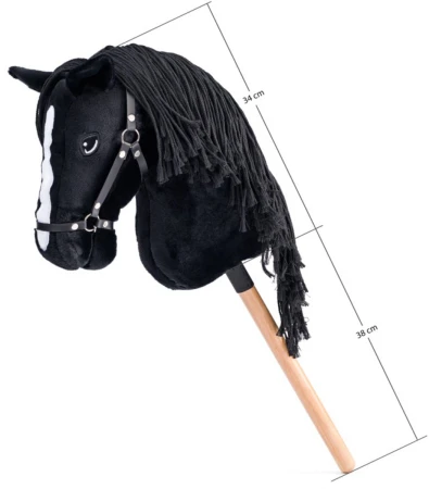 PLYŠ Kůň na tyči 73cm Hobby Horse Cortez černý provázková hříva