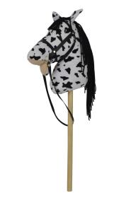 PLYŠ Kůň na tyči plyš 70cm na baterie se zvukem bílo-černý (Appaloosa)