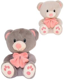 PLYŠ Medvěd 28cm sedící s mašlí 2 barvy (plyšová hračka)