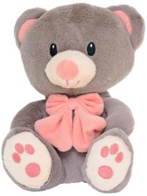 PLYŠ Medvěd sedící 23cm s mašličkou 2 barvy (plyšová hračka)