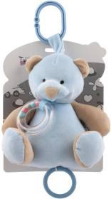 PLYŠ Medvídek baby natahovací zvířátko usínáček s chrastítkem pro miminko