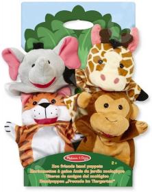 PLYŠ Melissa-Doug maňásci na ruku zvířátka ZOO set 4ks na kartě