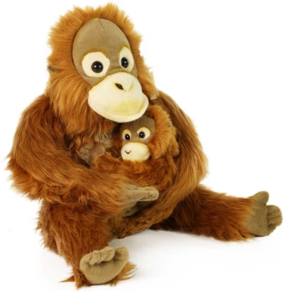 PLYŠ Opice orangutan 28cm set s mládětem Eco-Friendly (plyšová hračka)
