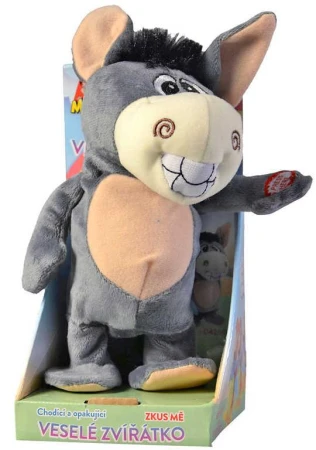 PLYŠ Oslík 22cm opakuje slova chodí na baterie Zvuk